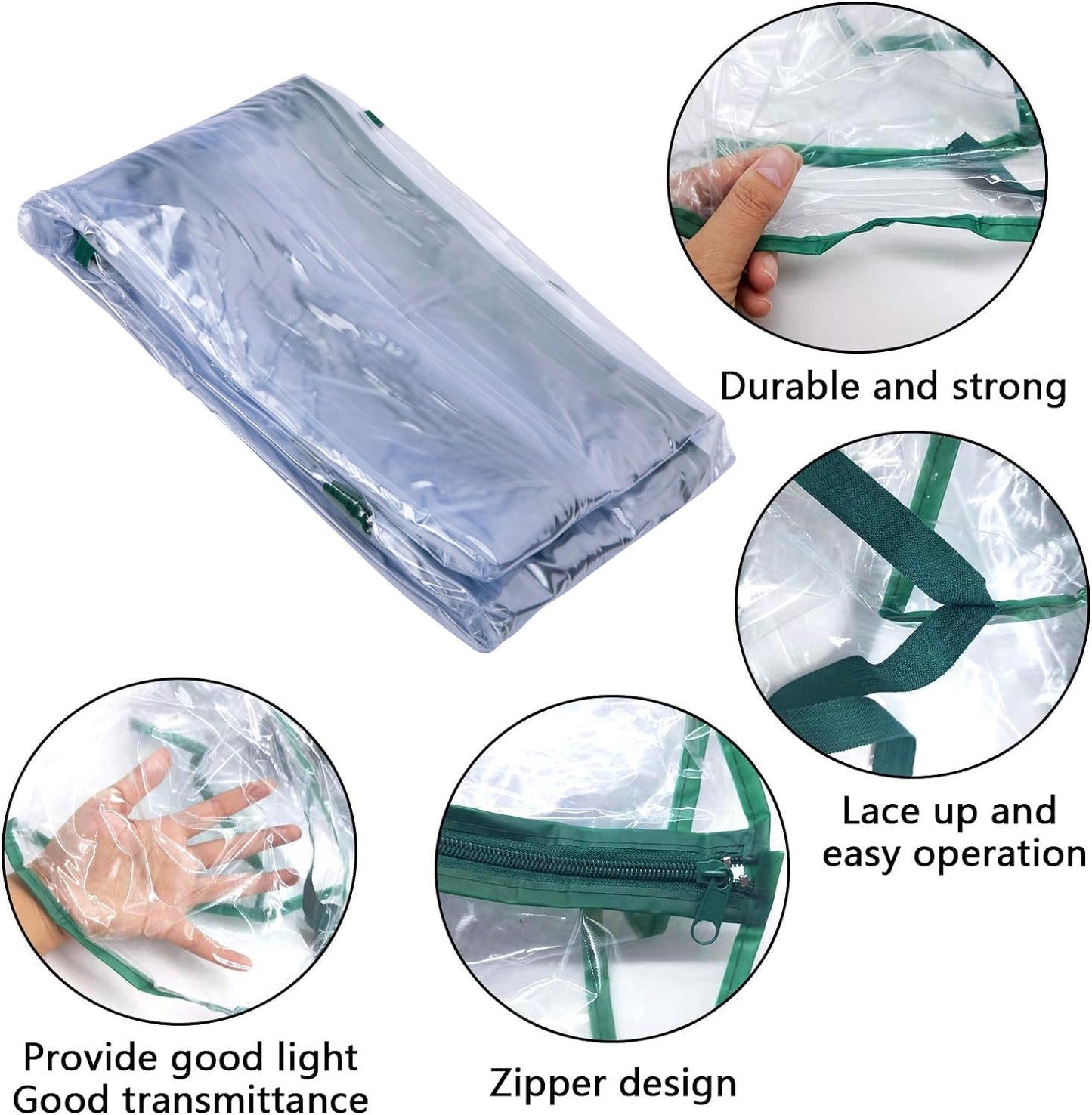 2 Pcs 4 Tier Greenhouse Replacement Cover- 27 x 19 x 63 Inch Clear PVC Plant Greenhouse Cover with Roll-Up Zipper Door for Gardening Plants Flowers (Frame Not Include)