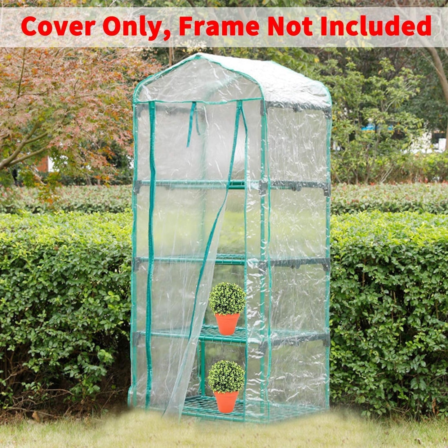 2 Pcs 4 Tier Greenhouse Replacement Cover- 27 x 19 x 63 Inch Clear PVC Plant Greenhouse Cover with Roll-Up Zipper Door for Gardening Plants Flowers (Frame Not Include)