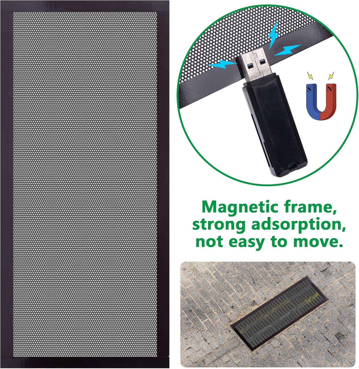 8 Pack Floor Register Screen Vent Mesh, 4 x 10 Inch Plastic Rectangle Air Vent Screen Cover, Magnetic PVC Vent Mesh Cover for Ceiling Wall Floor Catch Debris Hair Dust