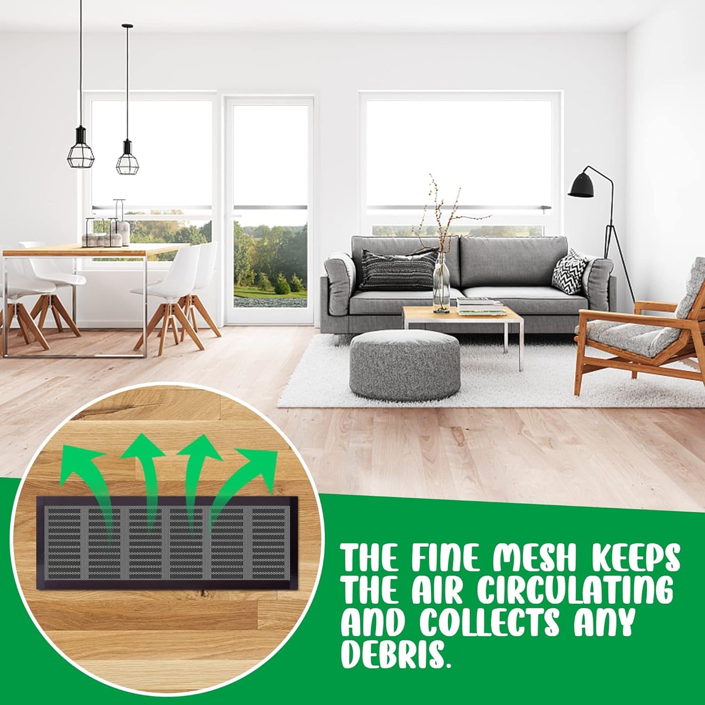 8 Pack Floor Register Screen Vent Mesh, 4 x 10 Inch Plastic Rectangle Air Vent Screen Cover, Magnetic PVC Vent Mesh Cover for Ceiling Wall Floor Catch Debris Hair Dust