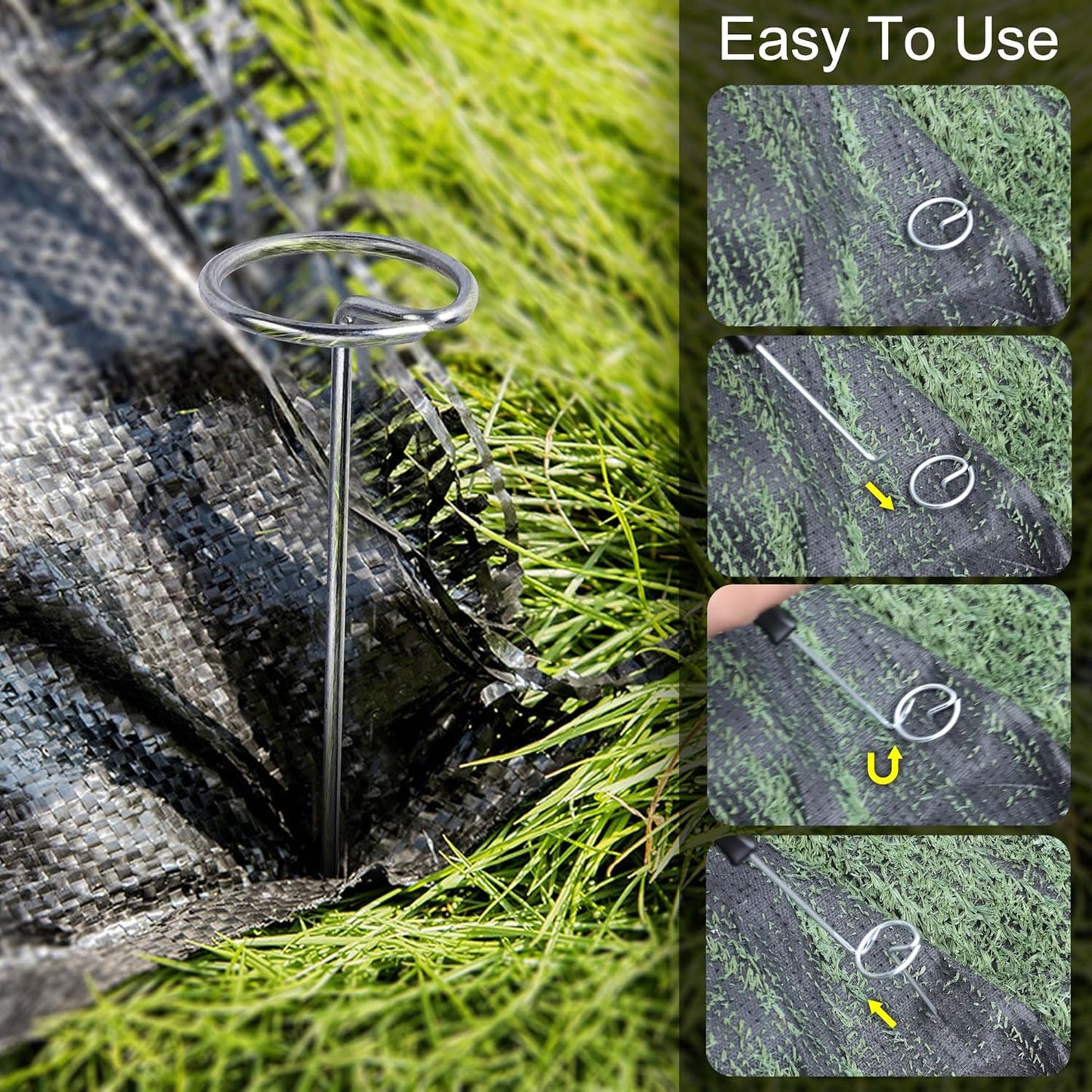 120 Pcs Garden Landscape Staples - 12 Gauge Circle Top Landscape Pins - 6 Inch Galvanized Landscape Pins Garden Stakes with 1Pc Nail Lifter for Securing Yard Garden Lawn Fabric Weed Barrier