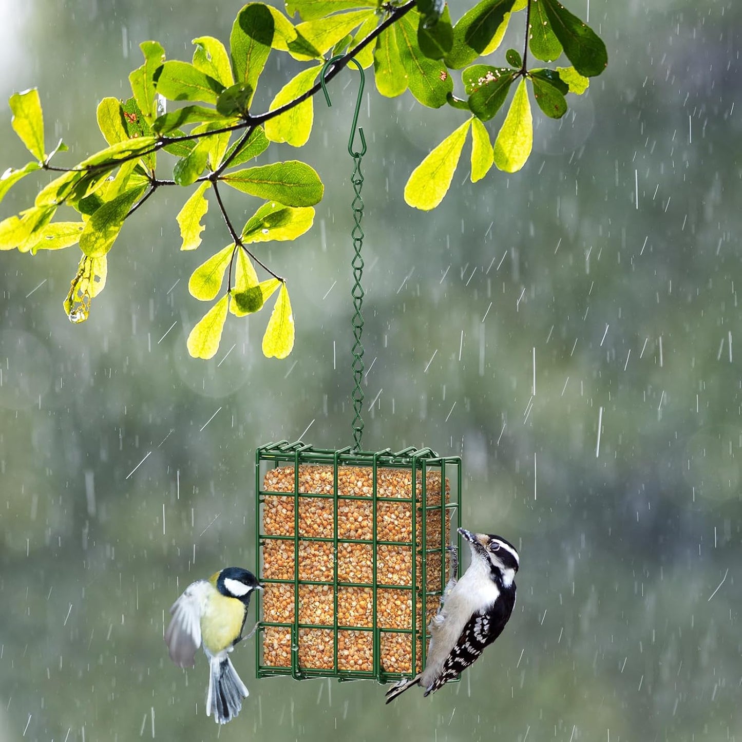 Hanging Bird Feeder, Suet Feeder Hanging Bird Feeder Hanging for Garden Yard Outside Hanging Bird Feeder Tray