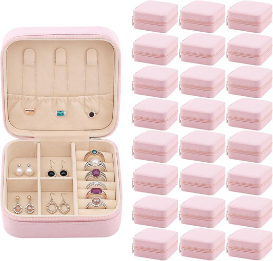 24 Pcs Travel Jewelry Box Exquisite Travel Jewelry Case Portable Jewellery Storage Holder Organizer Box Small Jewelry Organizer for Rings Earrings Necklaces Pendants Bracelets Watches