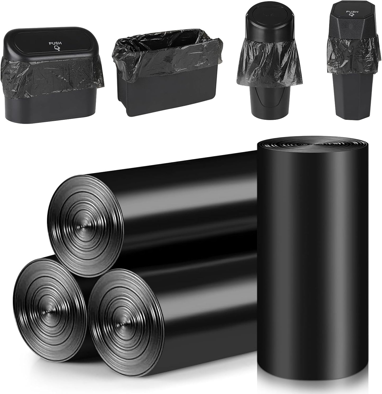 Car Trash Can with Lid + Mini Car Garbage Bags for Auto Trash Bin