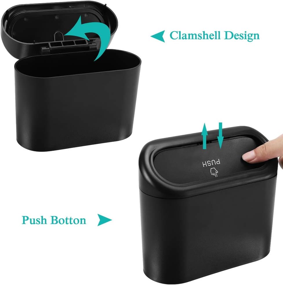 Car Trash Can with Lid + Mini Car Garbage Bags for Auto Trash Bin