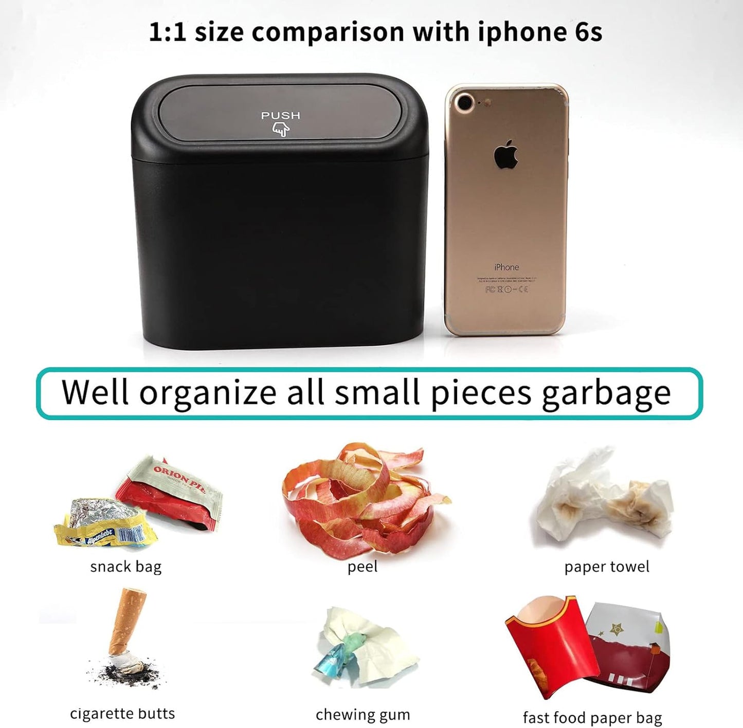 Car Trash Can with Lid + Mini Car Garbage Bags for Auto Trash Bin