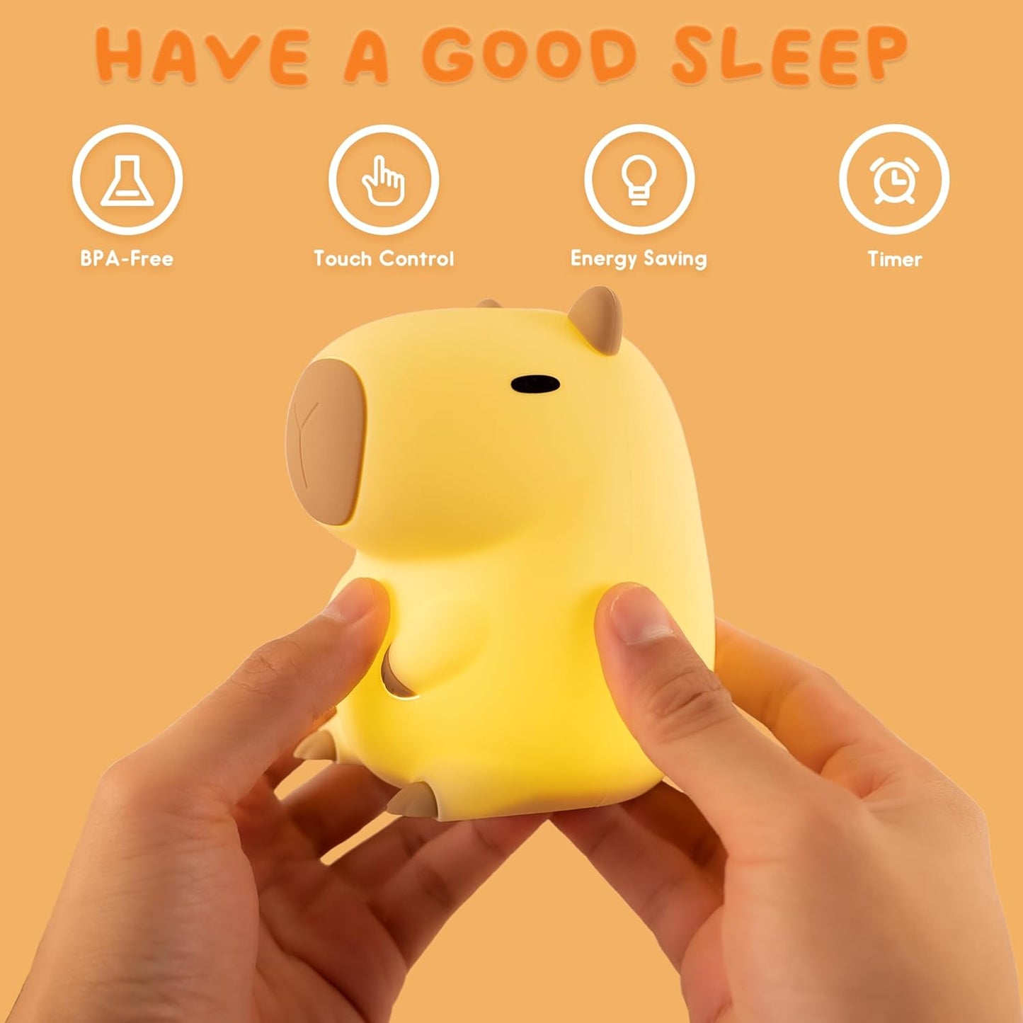 Cute Capybara Night Light and White Noise Sound Machine with Bluetooth Functionality for Bedroom Living Room Squishy Capybara Stuff Boys Girls Gifts(Black)