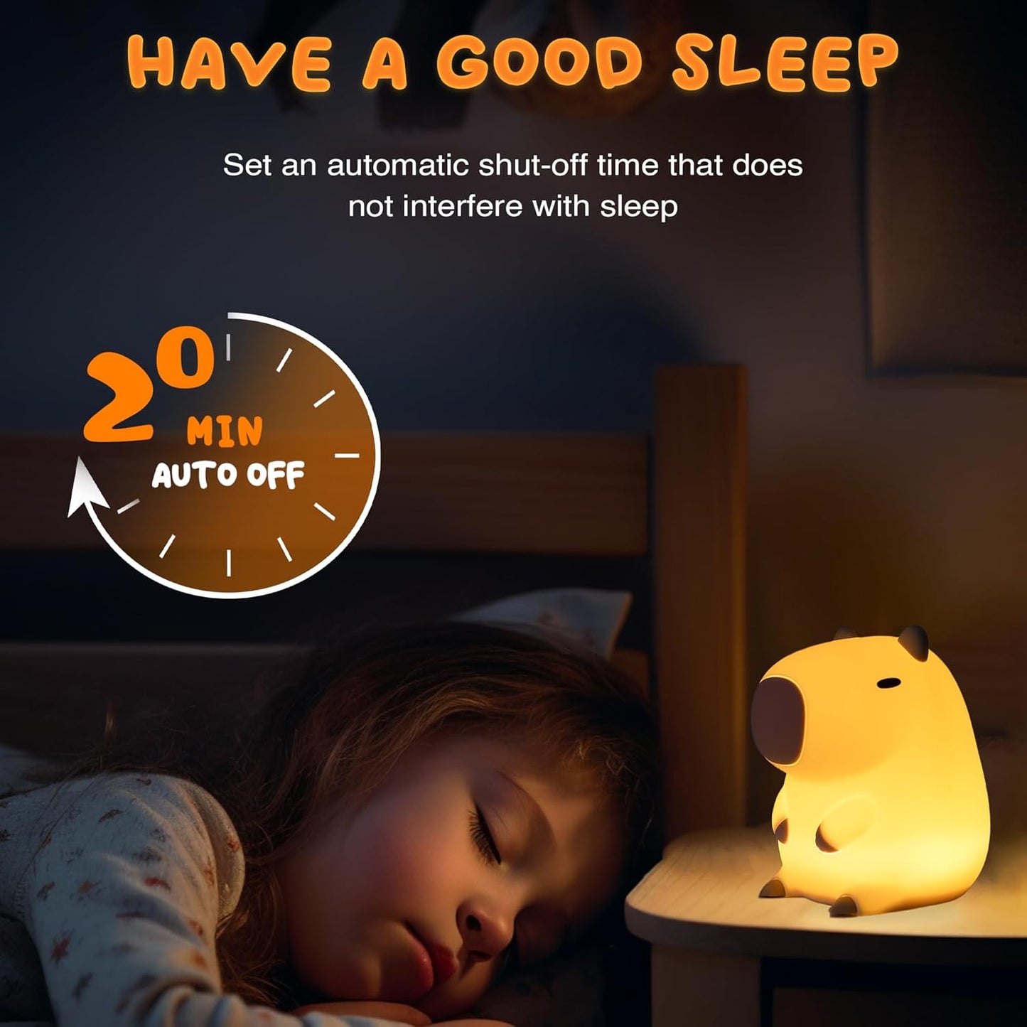 Cute Capybara Night Light and White Noise Sound Machine with Bluetooth Functionality for Bedroom Living Room Squishy Capybara Stuff Boys Girls Gifts(Black)