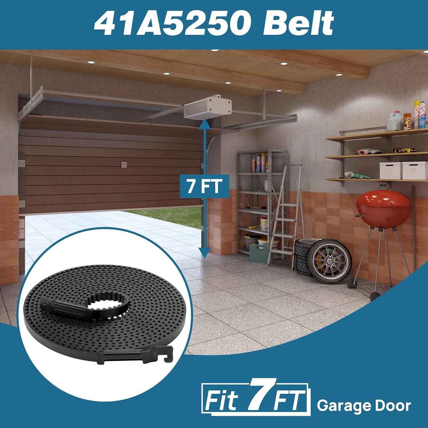 Upgrade 41A5250 41AB050-2 Belt for 7ft High Garage Door, 237" Garage Door Opener Belt Compatible with Chamberlain Craftsman LiftMaster Sentex Whisper Garage Door Opener Models WD822KD 248739 248754