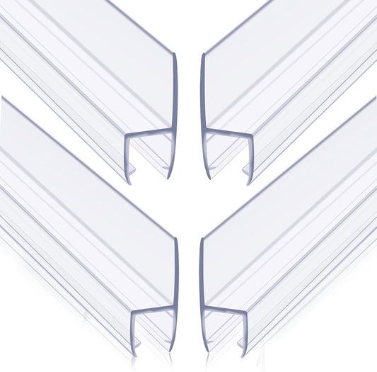 4-Pack Frameless Shower Door Side Seal for 3/8 Inch Thick Glass Doors – Stop Shower Leaks and Create a Water Barrier (3/8” x 39”)