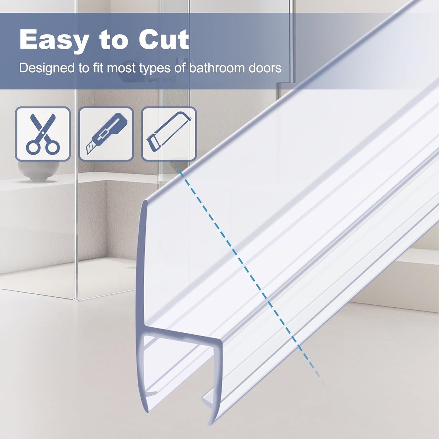 4-Pack Frameless Shower Door Side Seal for 3/8 Inch Thick Glass Doors – Stop Shower Leaks and Create a Water Barrier (3/8” x 39”)