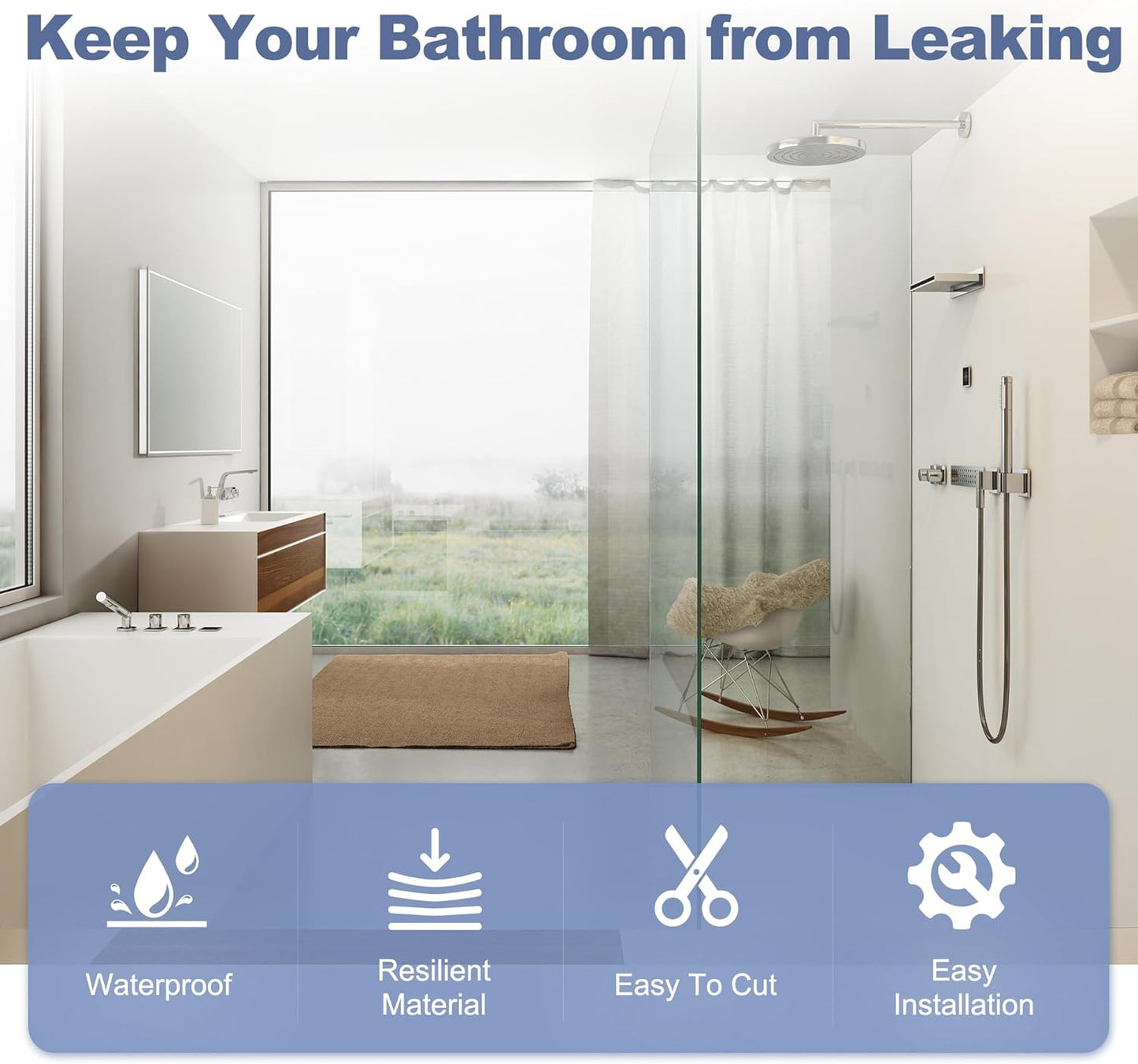 4-Pack Frameless Shower Door Side Seal for 3/8 Inch Thick Glass Doors – Stop Shower Leaks and Create a Water Barrier (3/8” x 39”)