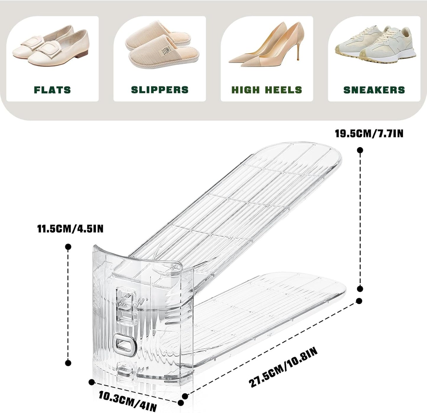 Shoe Slots Organizer for Closet,12PACK Shoe Stacker Shoe Rack Organizer for Closet Space Saver Storage Shoe Holder Organization(Transparent)