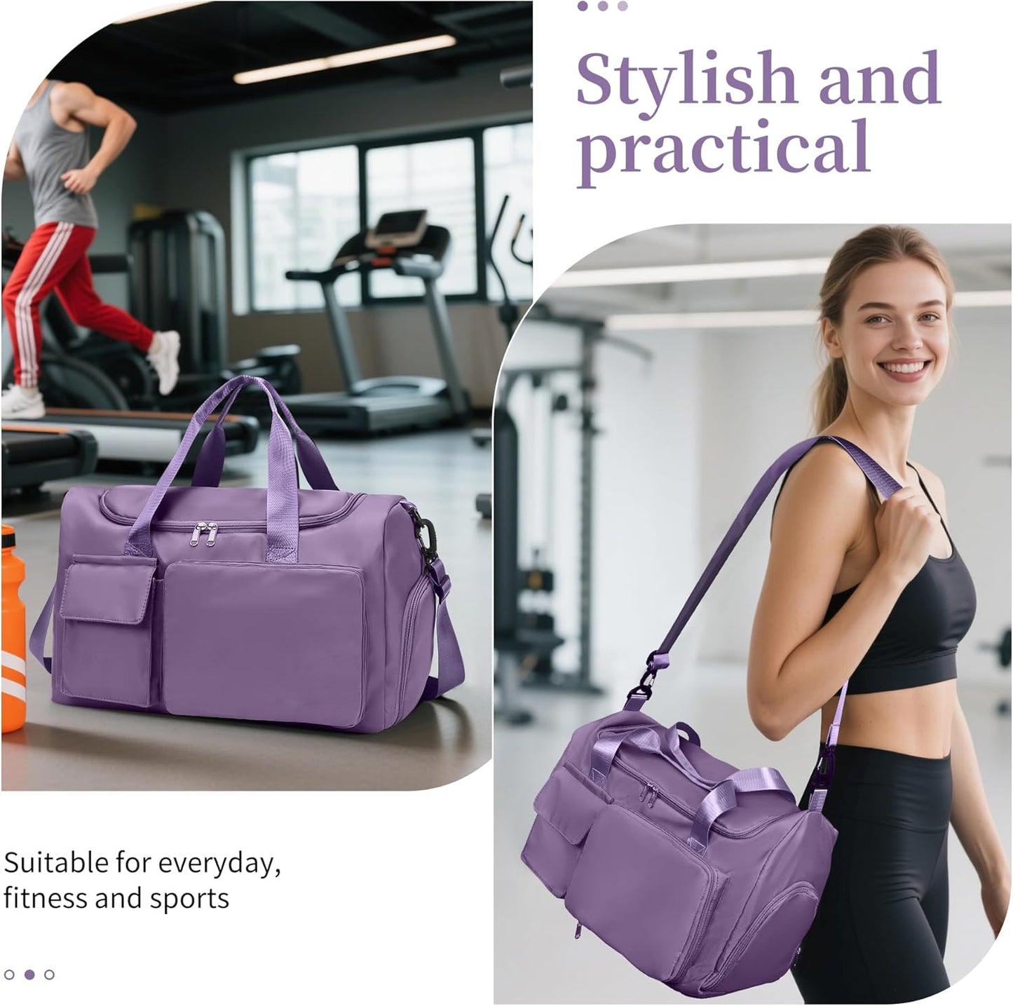 Gym Bag, For Both Men and Women, Foldable, With Shoe Compartment and Wet/Dry Compartment