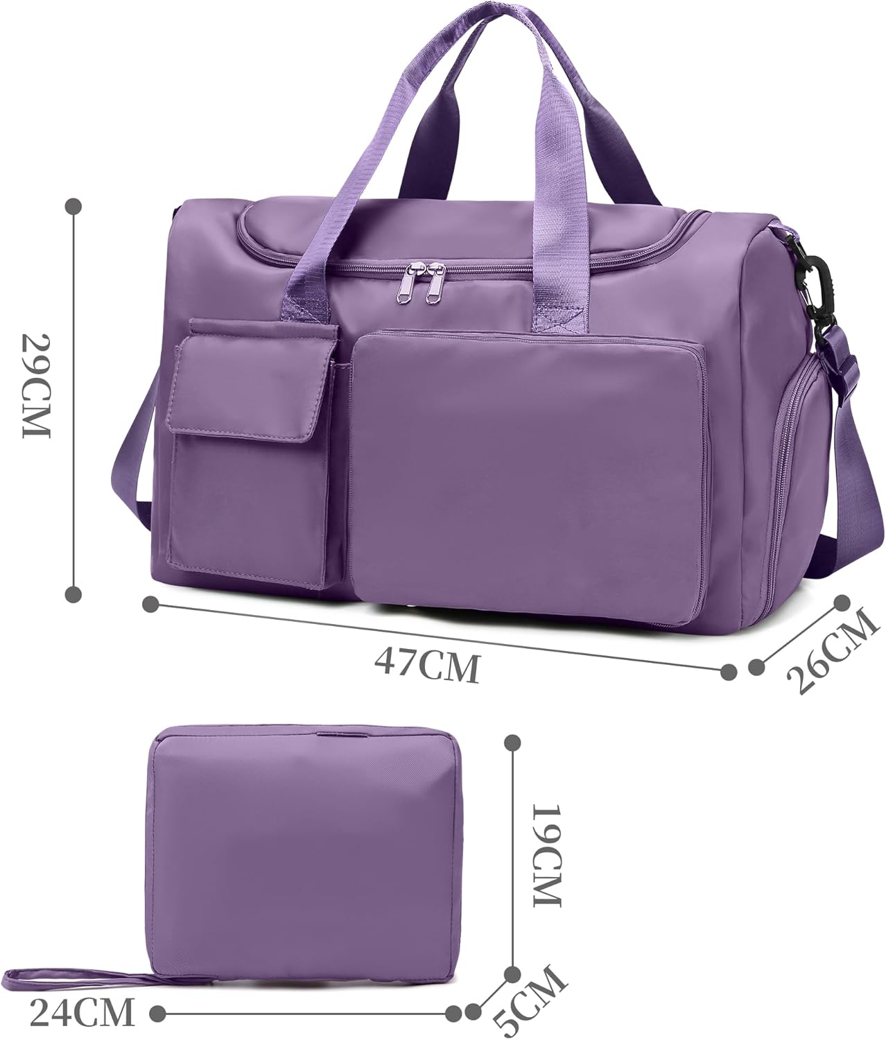 Gym Bag, For Both Men and Women, Foldable, With Shoe Compartment and Wet/Dry Compartment