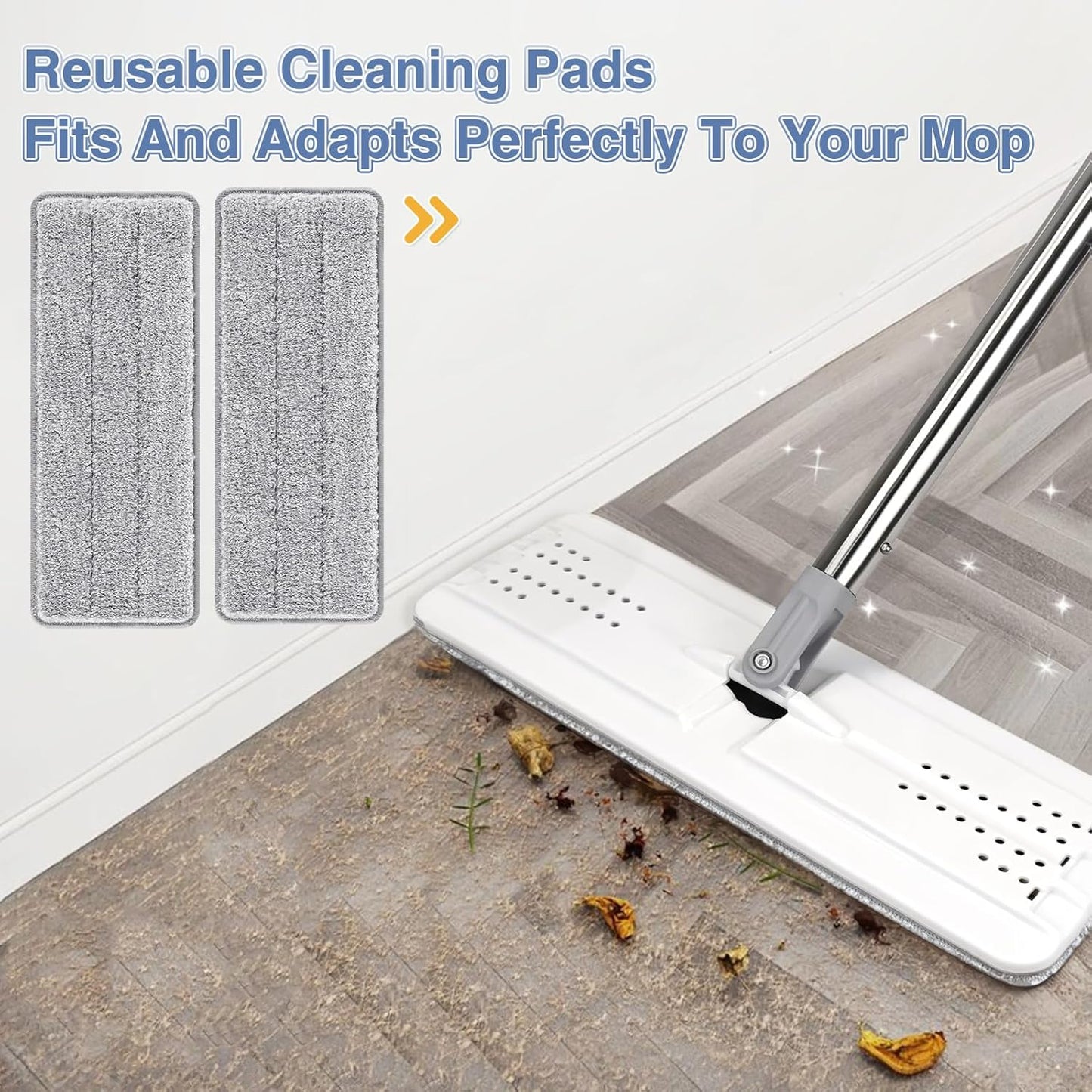 Flat Mop Head Replacement Pads Compatible with Joy-MOOP Mop and Bucket Set, Reusable Washable Squeeze Microfiber Mop Refills for Oshang Bosheng Mop - 13" X 4.9", Grey Only