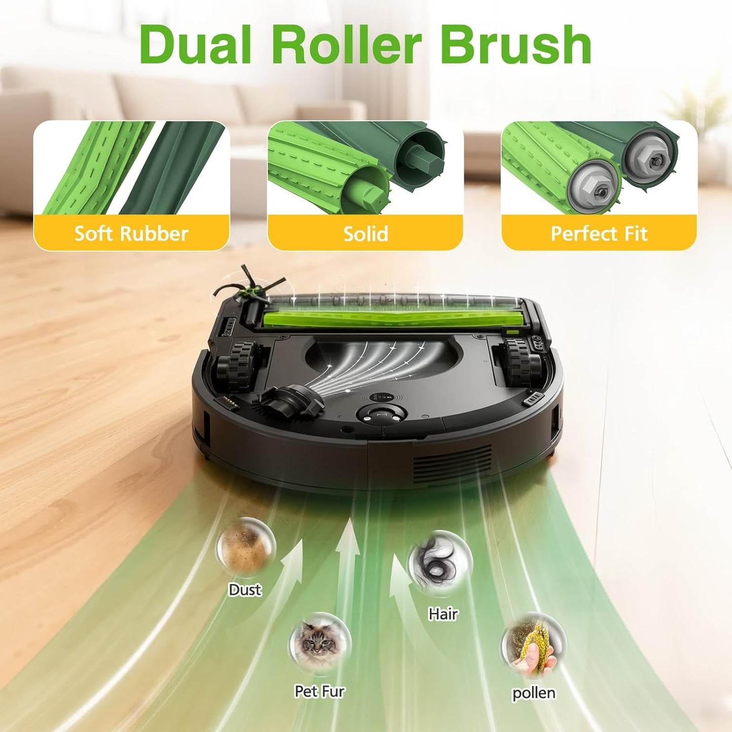 18 Pcs S9 Replacement Parts Accessories for iRobot Roomba S9(9150) S9+ S9 Plus (9550) S Series Vacuum Cleaner, 2 Set Rubber Roller Brush, 6 Filters, 6 Side Brush, 2 Tools