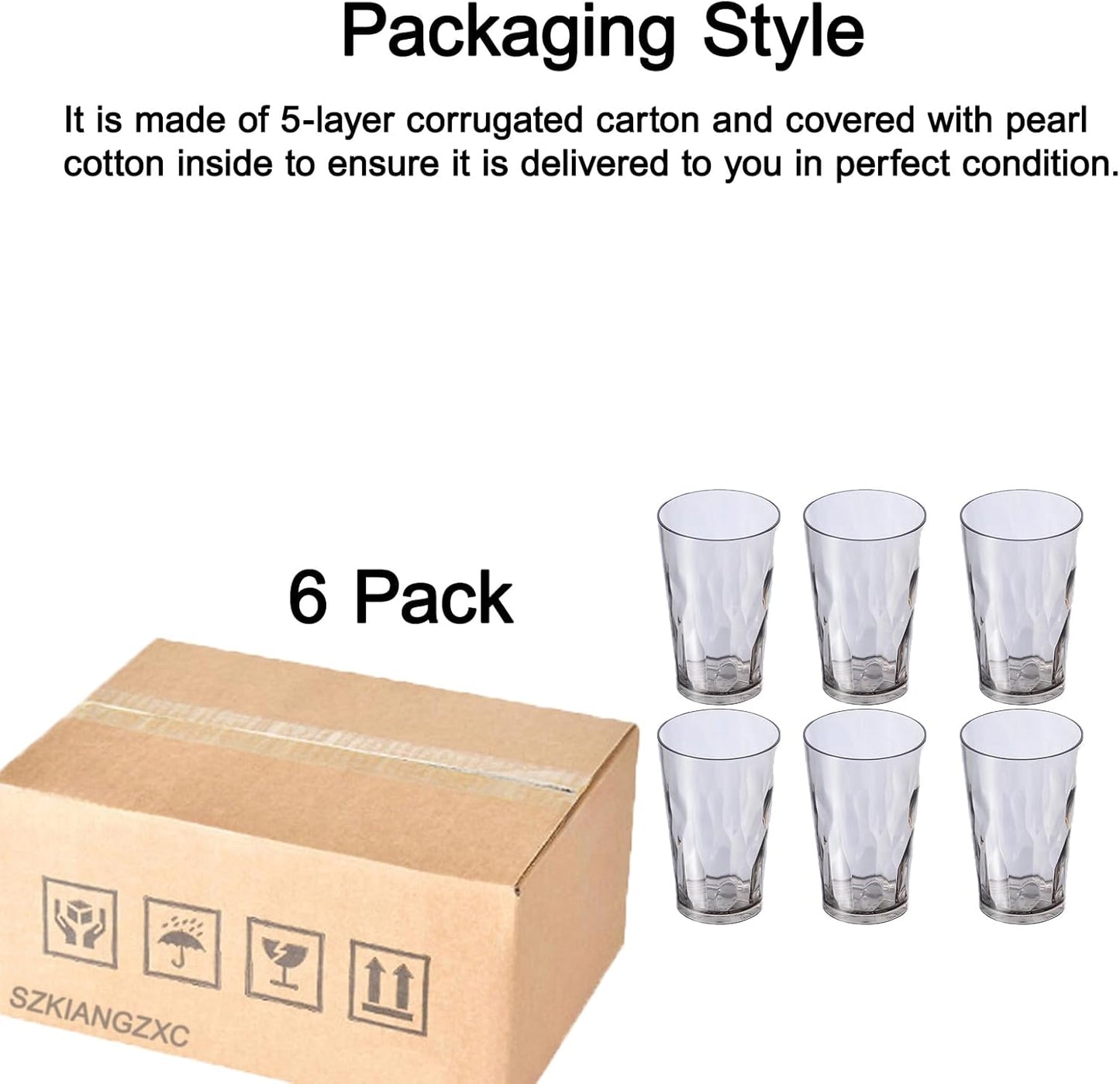 SZKIANGZXC Shatterproof Drinking Cups, Drinking Glasses, Set of 6, Plastic glass cup,16 oz plastic Tumbler Cups,Dishwasher Safe