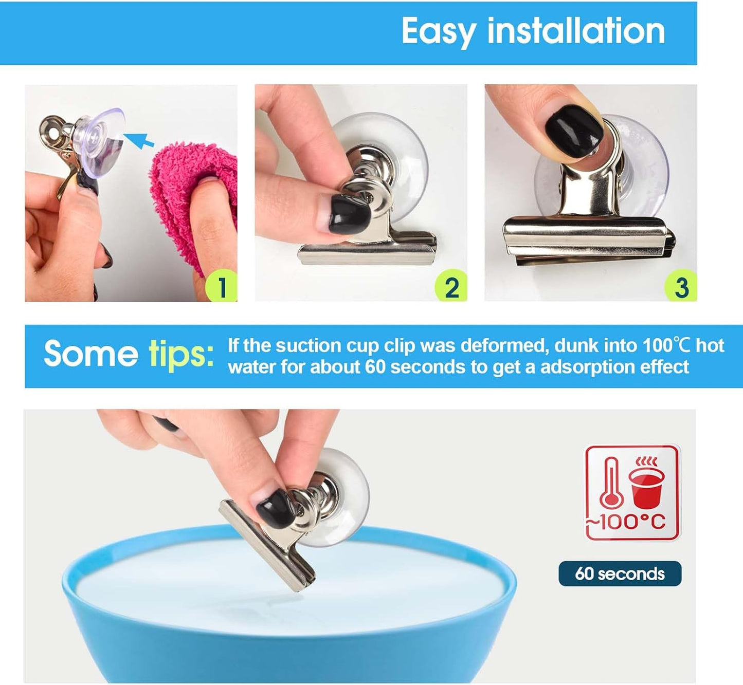 Suction Cup Clips for Windows 24Pcs Suction Clips Clear Suction Cup Clamp Holder Suction Cups with Clips for Home and Office