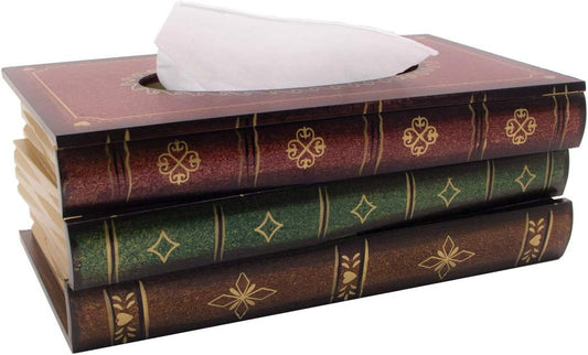 Book Tissue Box Holder Middle Ages Gothic Elegant Antique Vintage Decorative Napkin Tissue Holder Dispenser Novelty Halloween Surprise for Living Room Bathroom Decor