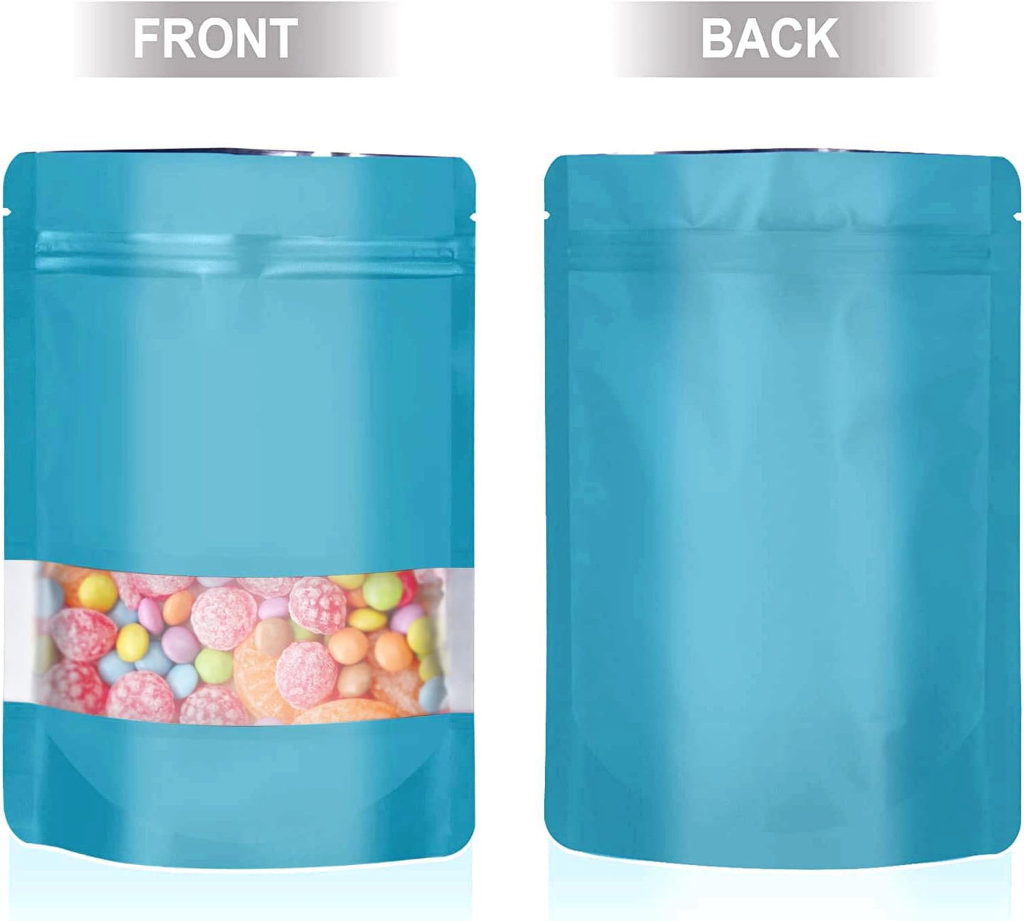 120pcs Mylar Bags for Food Storage+120pcs Holographic Packaging Bags（blue）