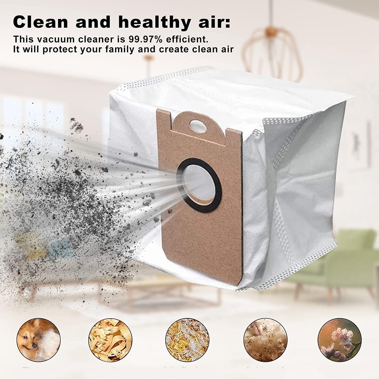 Dust Bags Replacement for iHome AutoVac Nova Pro Self Empty Robot Vacuum Cleaner Accessory Parts, for iHome Nova S1 Pro, Halo, Orbita, Eclipse, Luna, 6 Pack