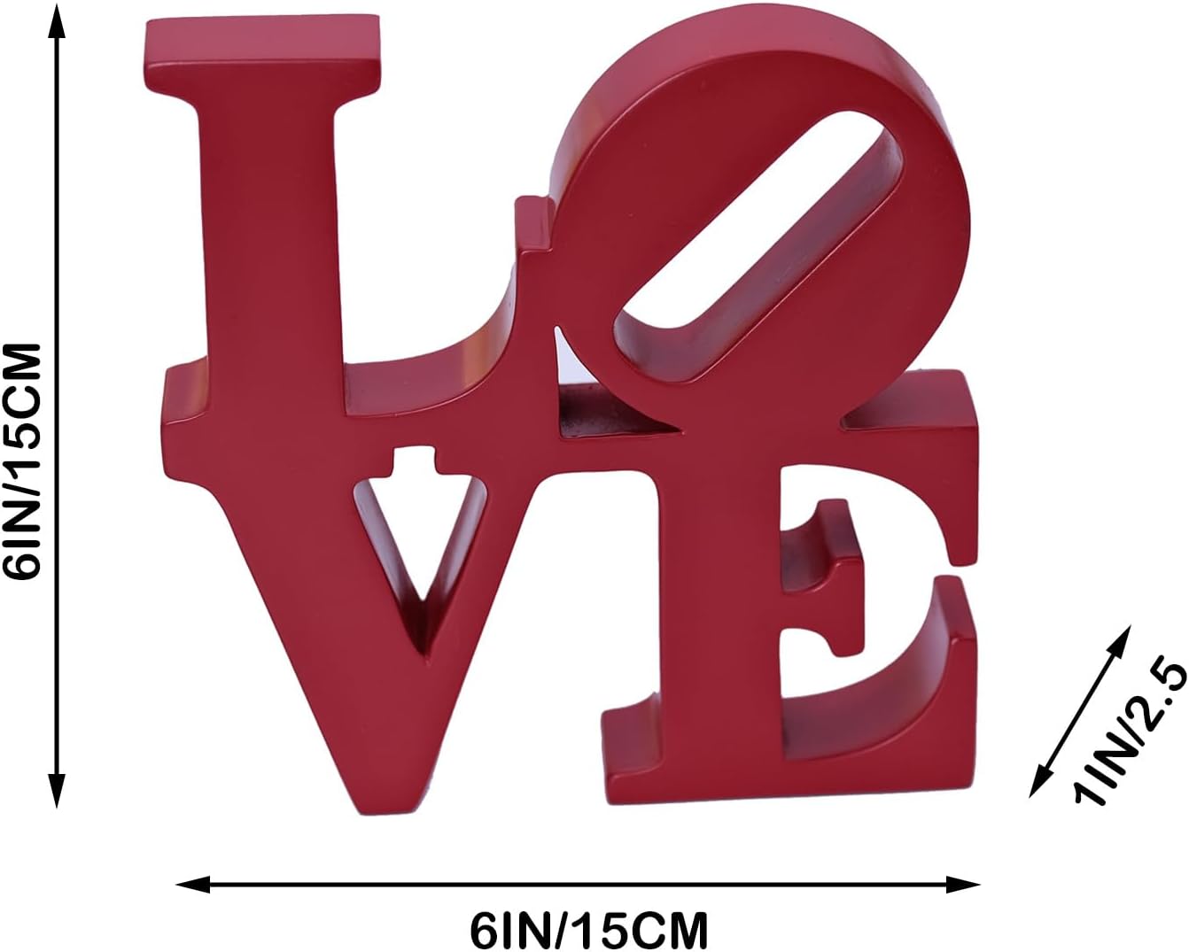 Valentine's Day Rose Gift, Love Word Art Resin Tabletop Décor, Red Contemporary Romantic Gifts, Freestanding Home Decoration
