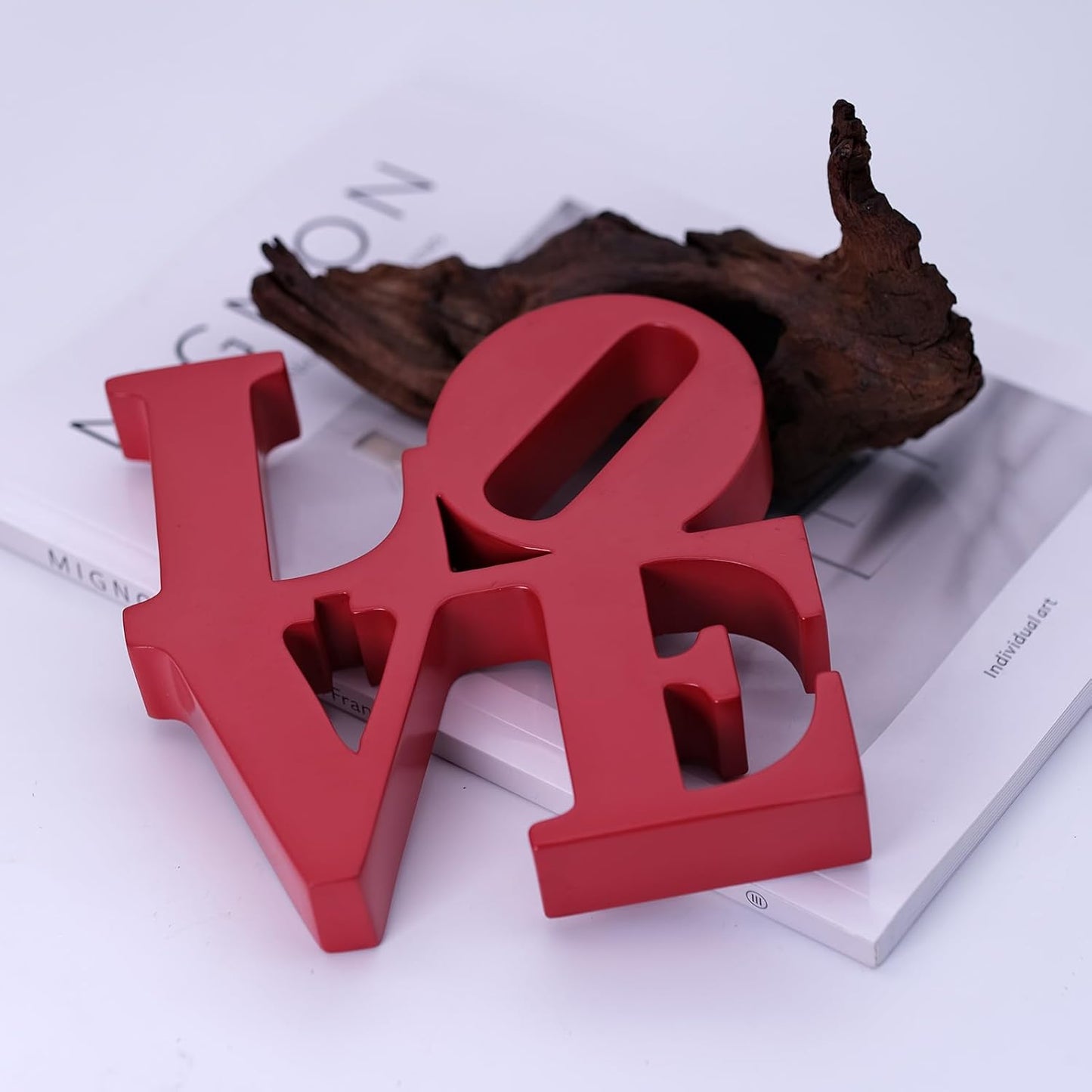 Valentine's Day Rose Gift, Love Word Art Resin Tabletop Décor, Red Contemporary Romantic Gifts, Freestanding Home Decoration