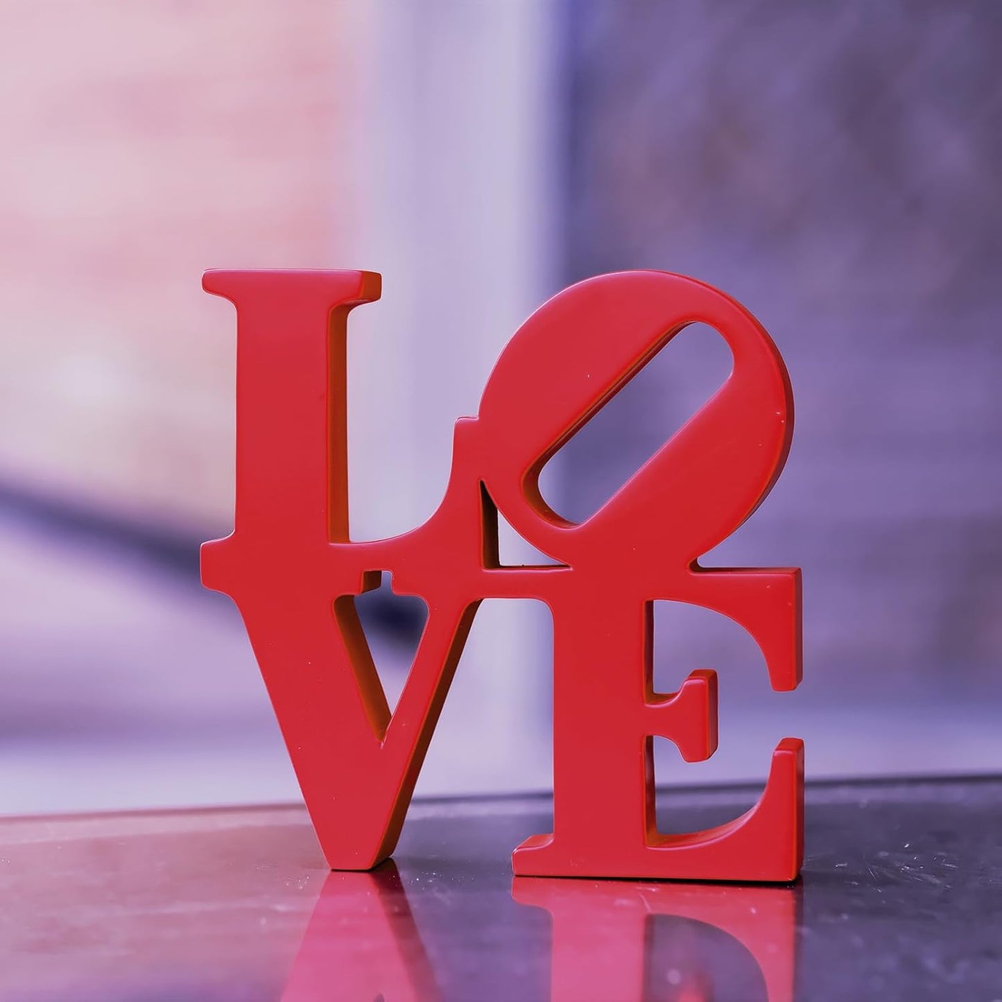 Valentine's Day Rose Gift, Love Word Art Resin Tabletop Décor, Red Contemporary Romantic Gifts, Freestanding Home Decoration