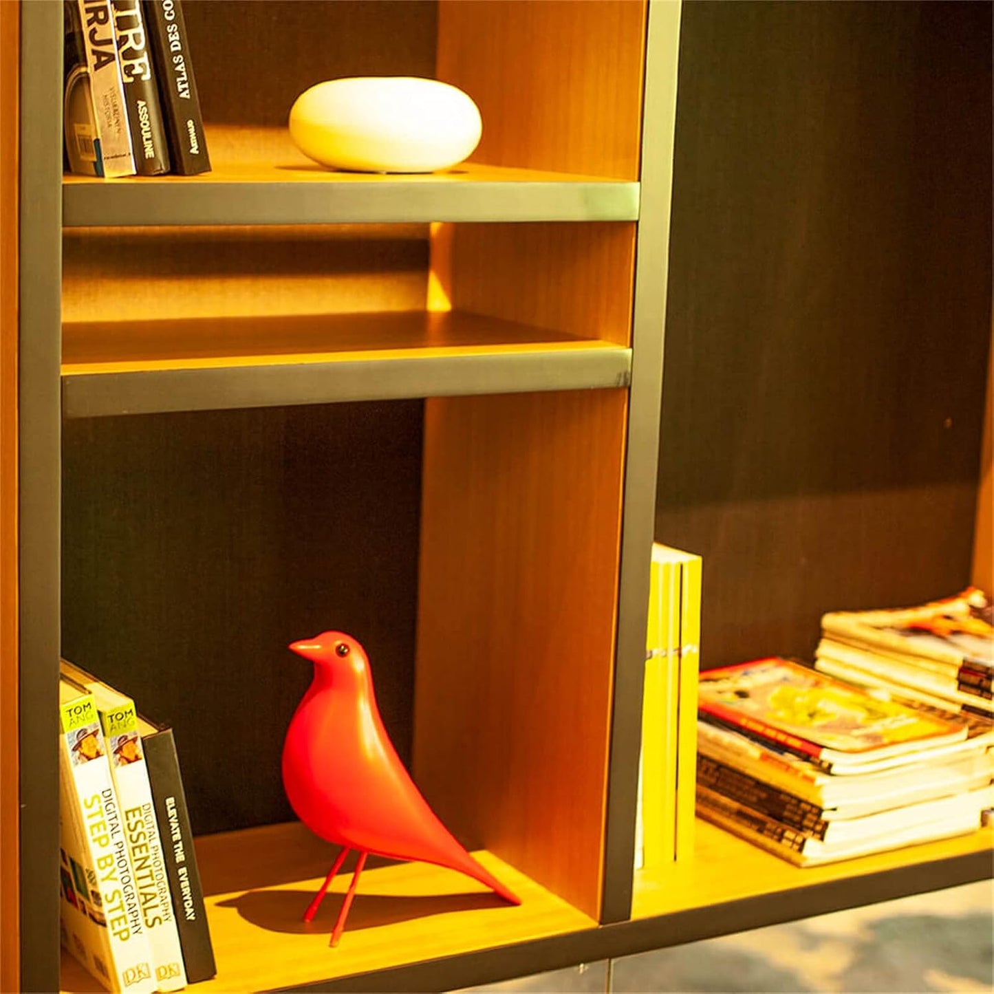 Mid Century House Bird - Sculpture Replica,Mid Century Desk Modern Decor, Pigeon for Desk, Mid Century Decor Statue(Red)