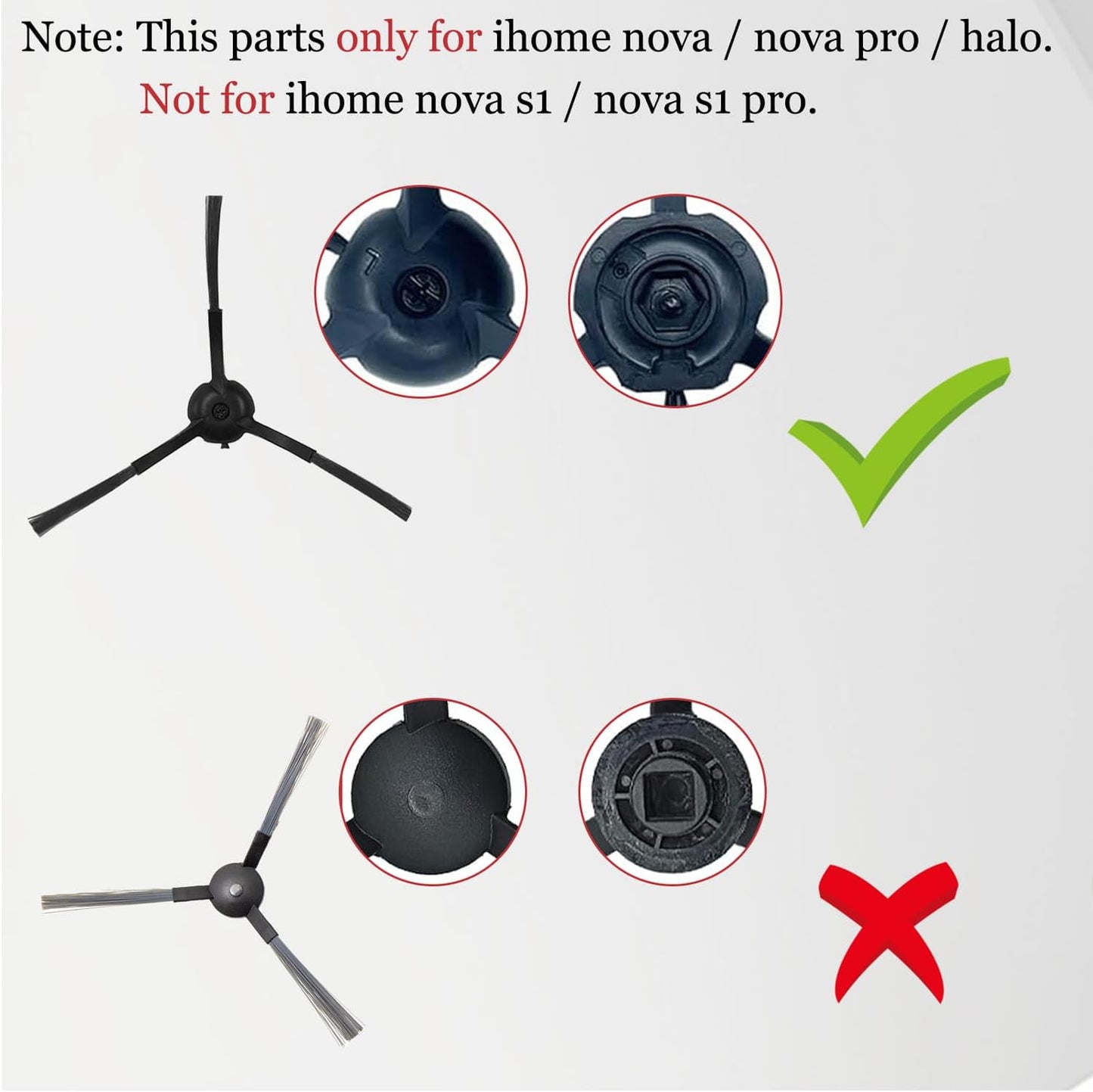 11Pcs iHRV6-BLK Replacement Parts for iHome AutoVac Nova Self Empty Robot Vacuum Cleaner Spare Accessories, 1 Main Roller Brush,4 Side Brushes, 2 Hepa Filters, 2 Dust Bags, 2 Mop Pads