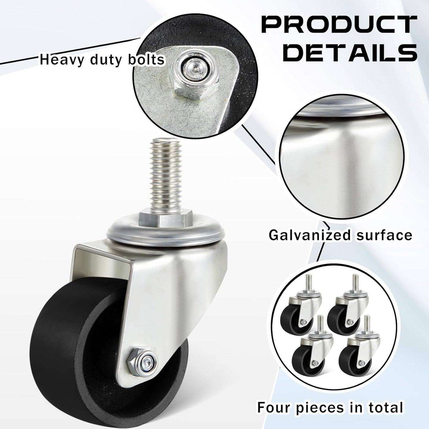 Landhoow 4 Pcs Floor Jack Casters for 3 Ton Floor Jack, Cast Iron Racing Jacks Caster Wheel with 10 mm Stem, Floors Jacks Replacement Parts, Up to 3 Tons for 1 Pair