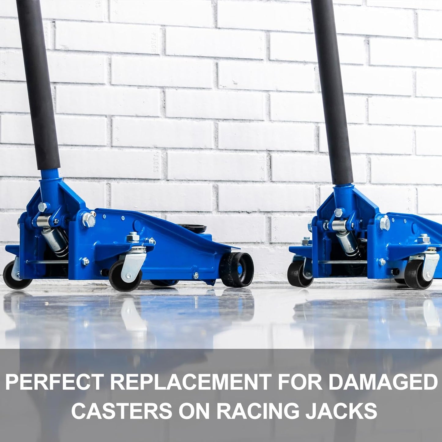 Landhoow 4 Pcs Floor Jack Casters for 3 Ton Floor Jack, Cast Iron Racing Jacks Caster Wheel with 10 mm Stem, Floors Jacks Replacement Parts, Up to 3 Tons for 1 Pair