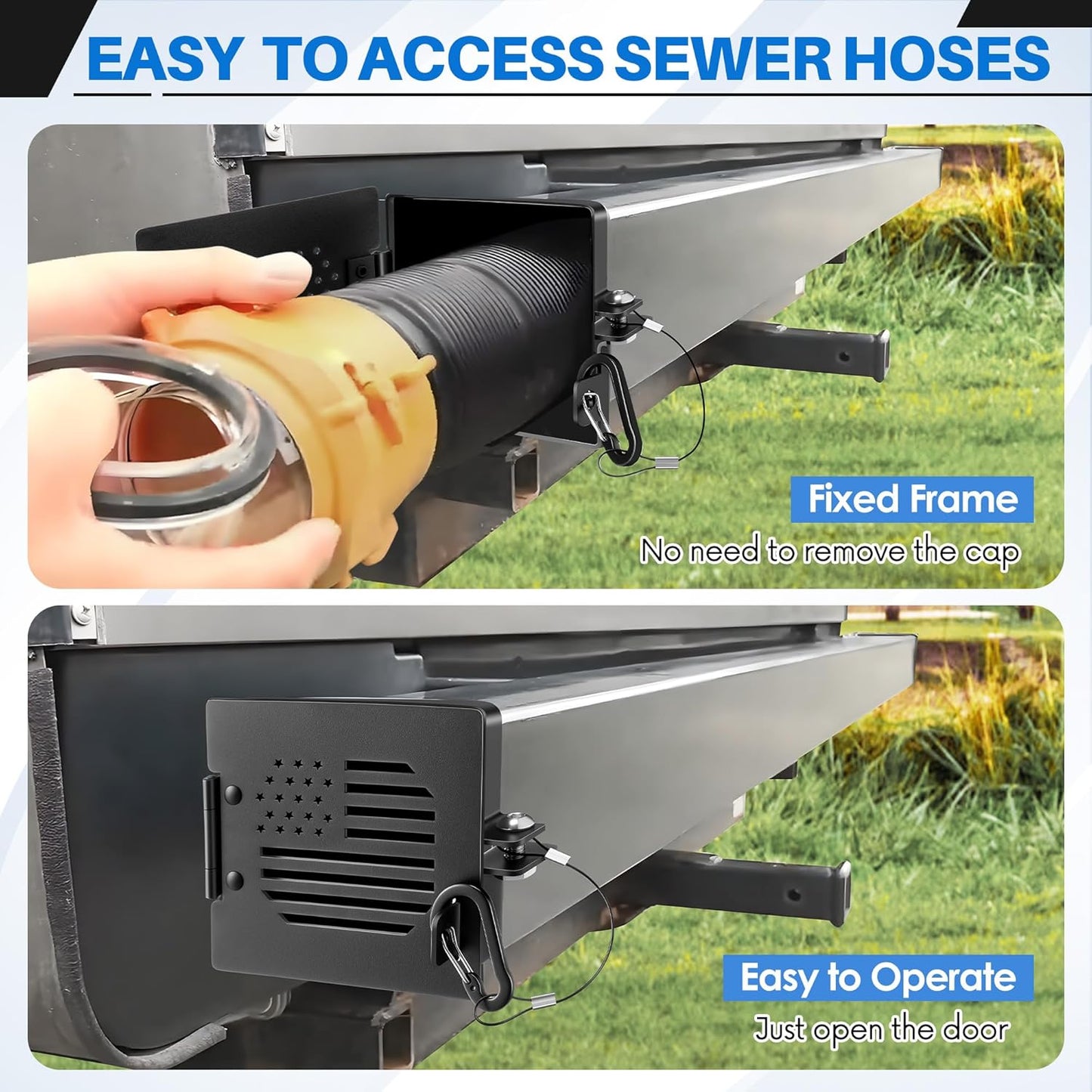 Landhoow 2 Pack RV Bumper End Cap, 4" Aluminum Square Camper Bumper Cover Plug with No Insect Vent Holes, RV Sewer Hose Storage Cap, Motorhome Outdoor Travel Trailer Accessories Must Haves (Black)