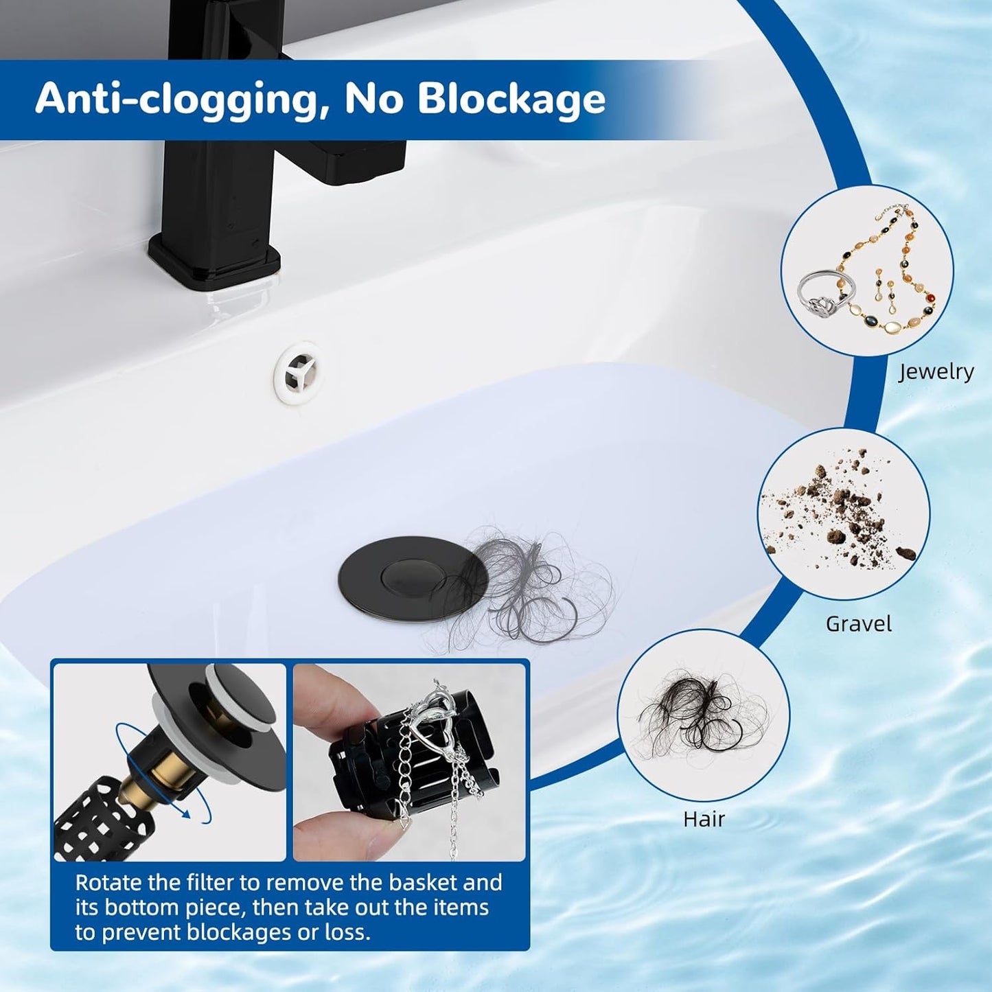 Upgraded 3 in 1 Bathroom & Kitchen Sink Drain Strainer