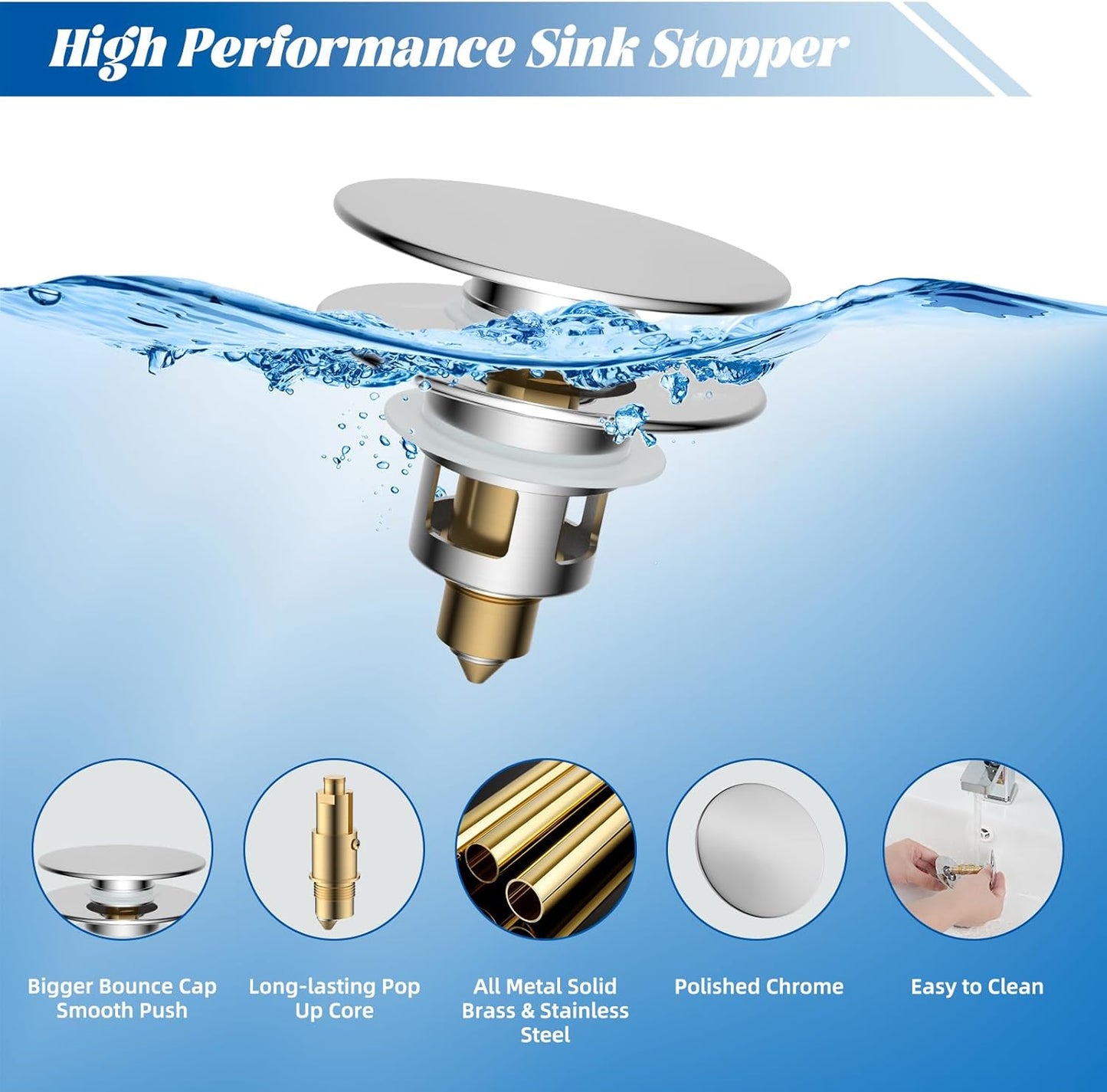 Upgraded 3 in 1 Bathroom Sink Drain Strainer