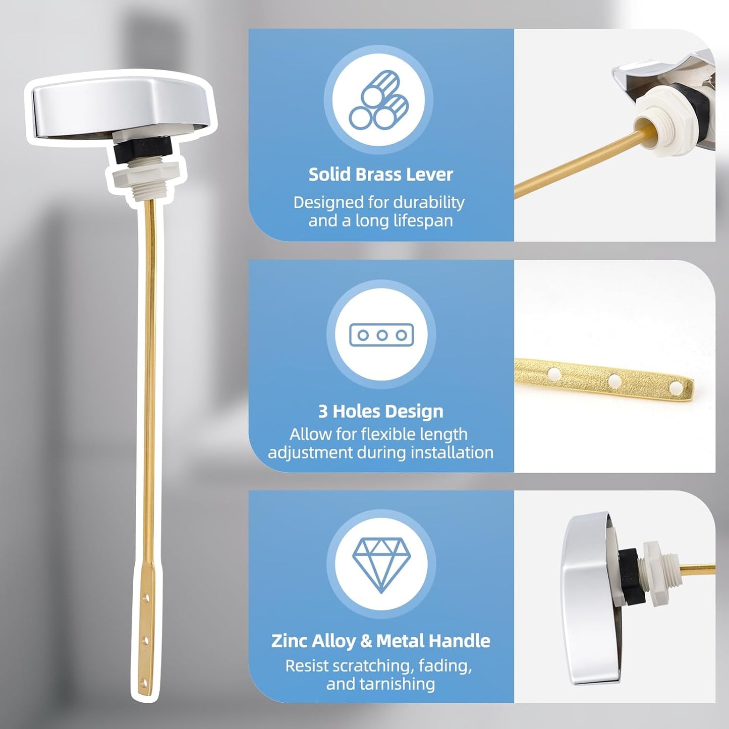 Large 3-Inch Toilet Flapper with Toilet Handle Replacement Compatible with TOTOTHU004-CP Trip Lvr