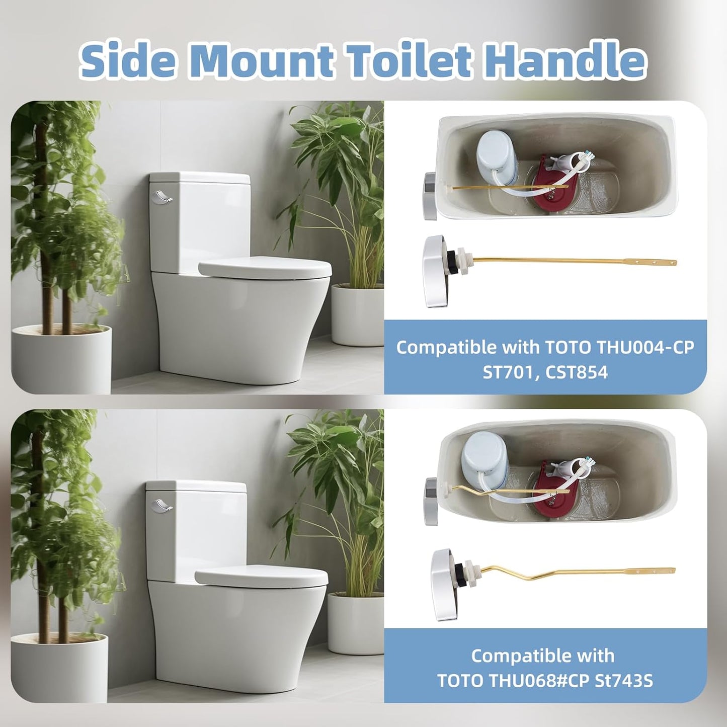Large 3-Inch Toilet Flapper with Toilet Handle Replacement Compatible with TOTOTHU004-CP Trip Lvr