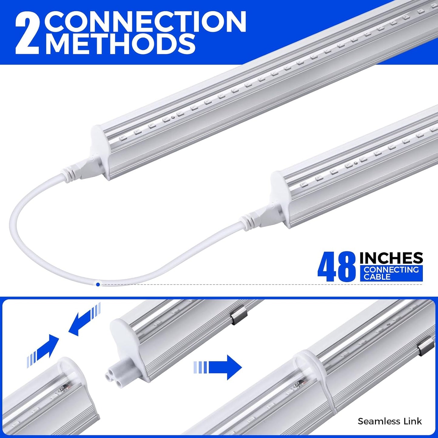 UV LED Blacklight Bar, 22W 4ft, T5 Integrated Bulb, Black Light Fixture for Blacklight Poster, Halloween Decorations and Christmas Party, Fun Atmosphere with Built-in on, Off Switch (4-Pack)