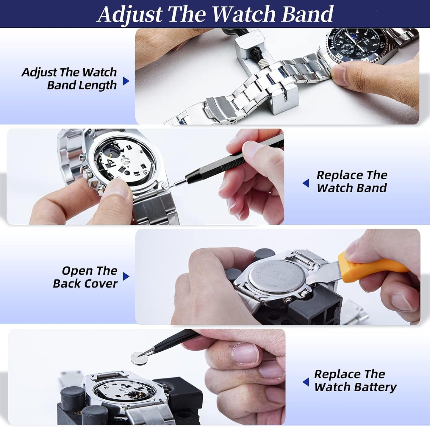 Watch Repair Kit with Black and Brown Bag