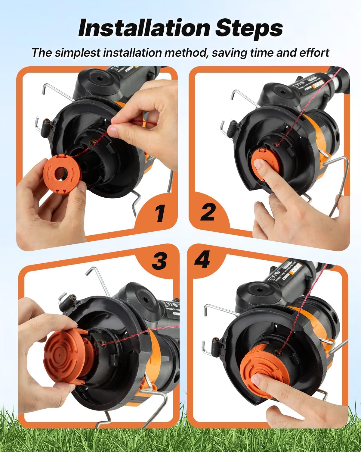 20 Pack (WA0010)Replacement Trimmer Line Spool Compatible with Worx Weed Eater, 0.065 inch Trimmer Line Refills for Worx Trimmer,Weed Wacker String Replacement Parts(16 Trimmer Spools,4 Trimmer Caps)