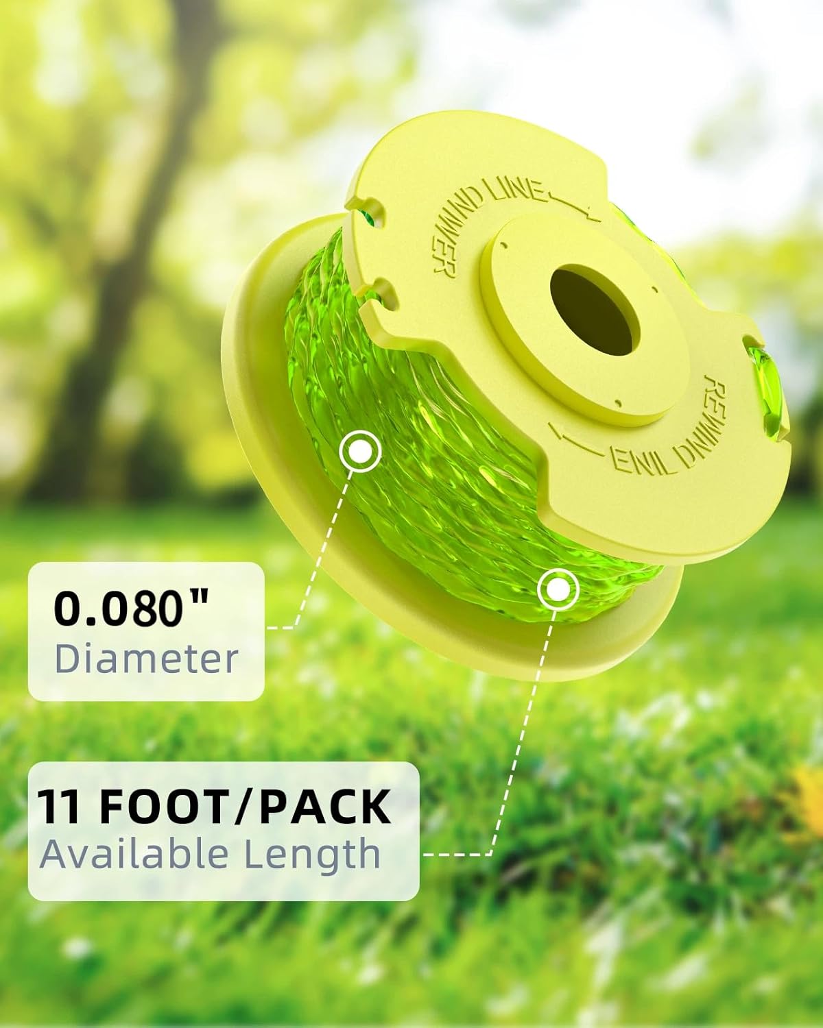 7 PCS Weed Wacker String and 4 Pack AC14HCA Replacement Spool Cap Compatible with Ryobi One Plus+ AC80RL3
