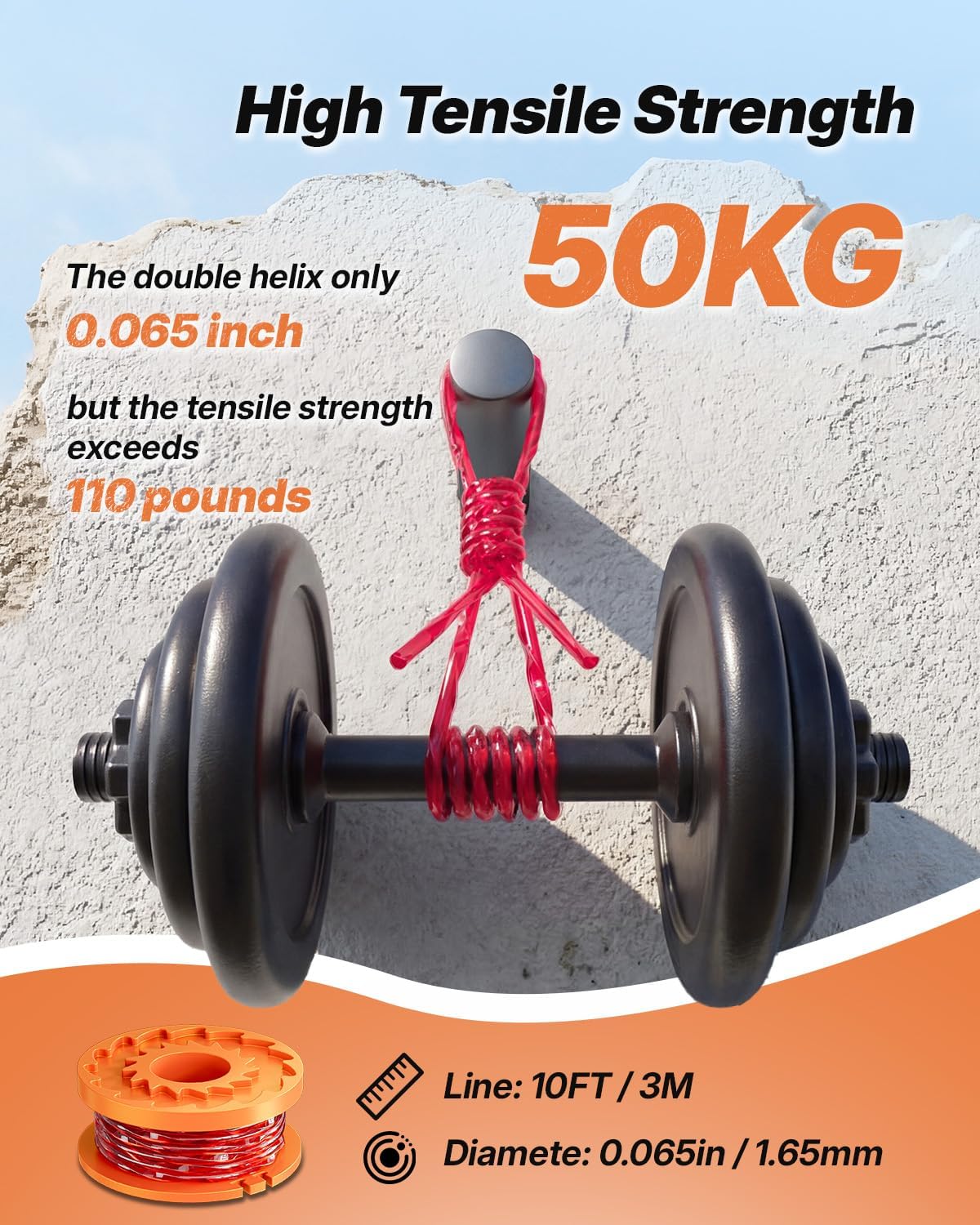 13 Pack WA0010 Trimmer Line Compatible with Worx Weed Eater, 0.065" Autofeed Replacement Trimmer Spool for Worx String Trimmer(8 Line Spools + 5 Caps)