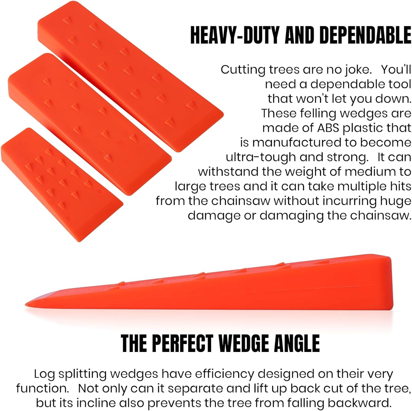 6 Pack Tree Felling Wedges with Spikes for Safe Tree Cutting – 2 Each of 10", 8” and 5.5” Wedges with Storage Bag; 6 Felling Dogs to Guide Trees Stabilize and Safely to Ground for Loggers and Fallers