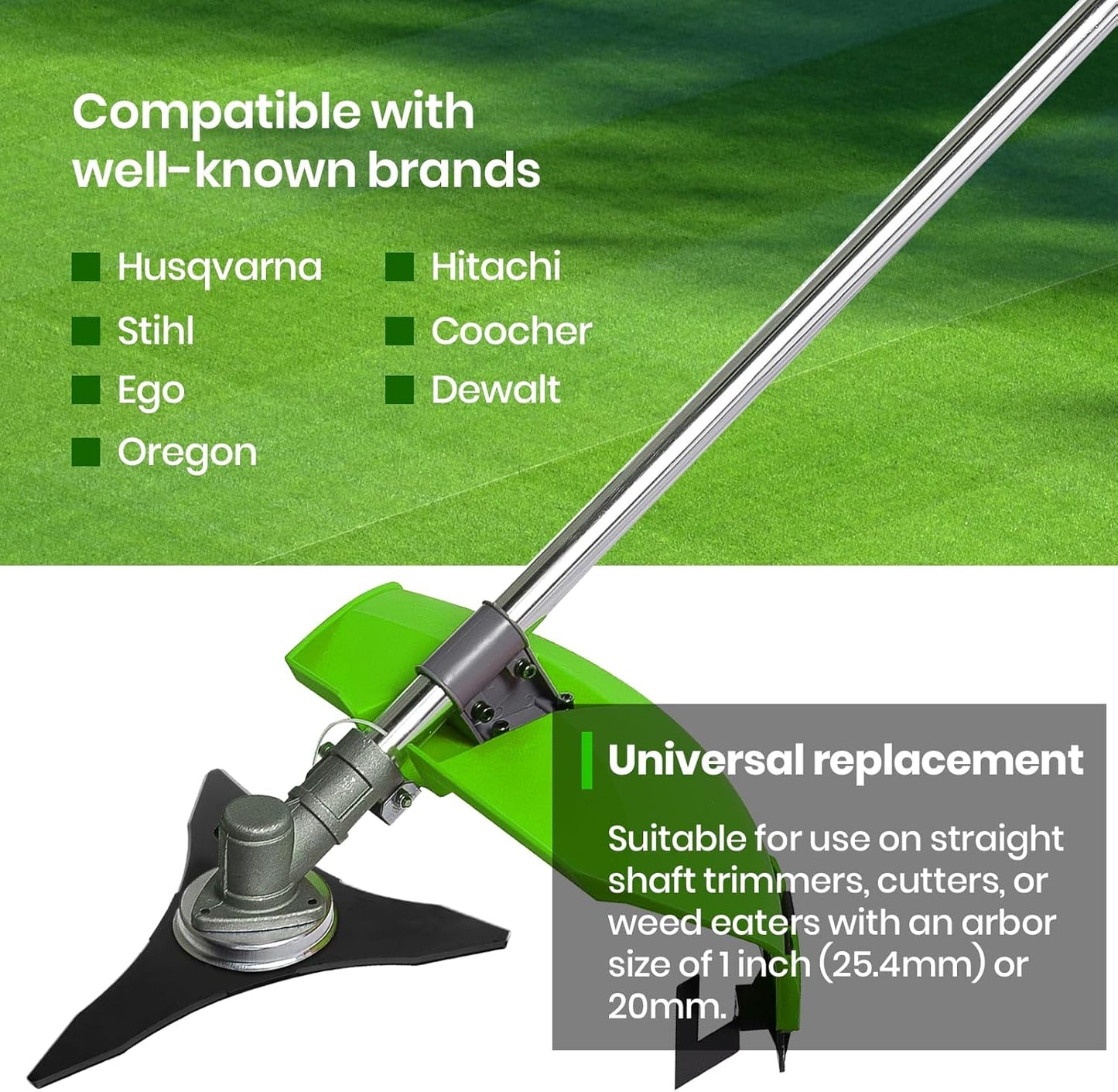 (2-Set) 10" x 3 Teeth Carbon Steel Brush Cutter Blades with Washers - 2 Blades and 2 Washers - Blades for 20mm or 25.4mm Arbor - Compatible with Husqvarna, Stihl, Ego, and More
