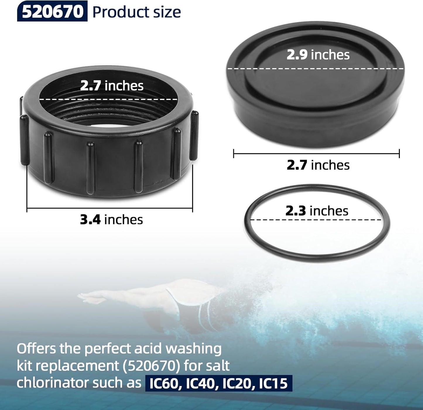 Chlorinator Lid Cover and 520670 The Exact Acid Washing Kit Replacement