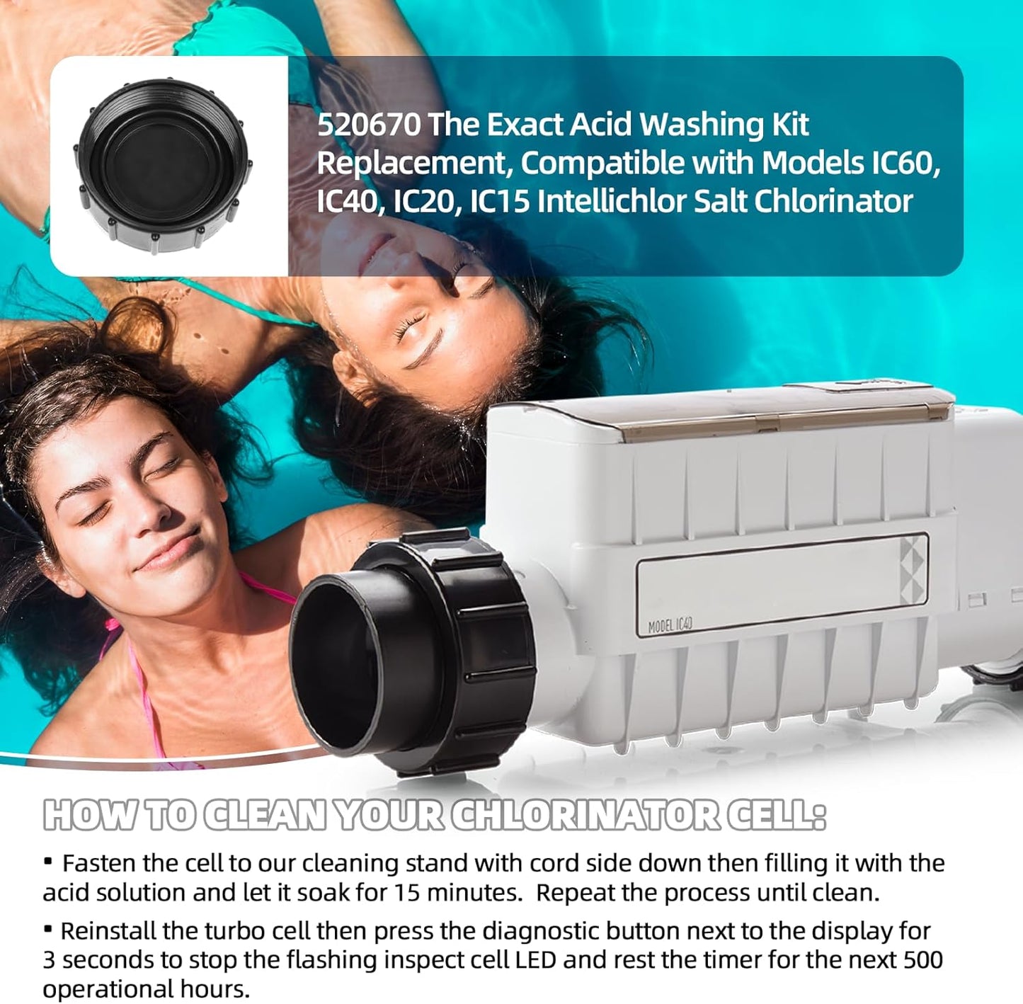 Chlorinator Lid Cover and 520670 The Exact Acid Washing Kit Replacement
