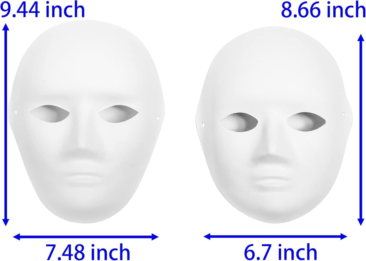 14-Pack Paper Mache Masks (2 Sizes) & 16-Pack Cat Mask White Blank for Party, Cosplay, Artistic Projects, Theater, Halloween, Masquerade Parties, Classroom Art