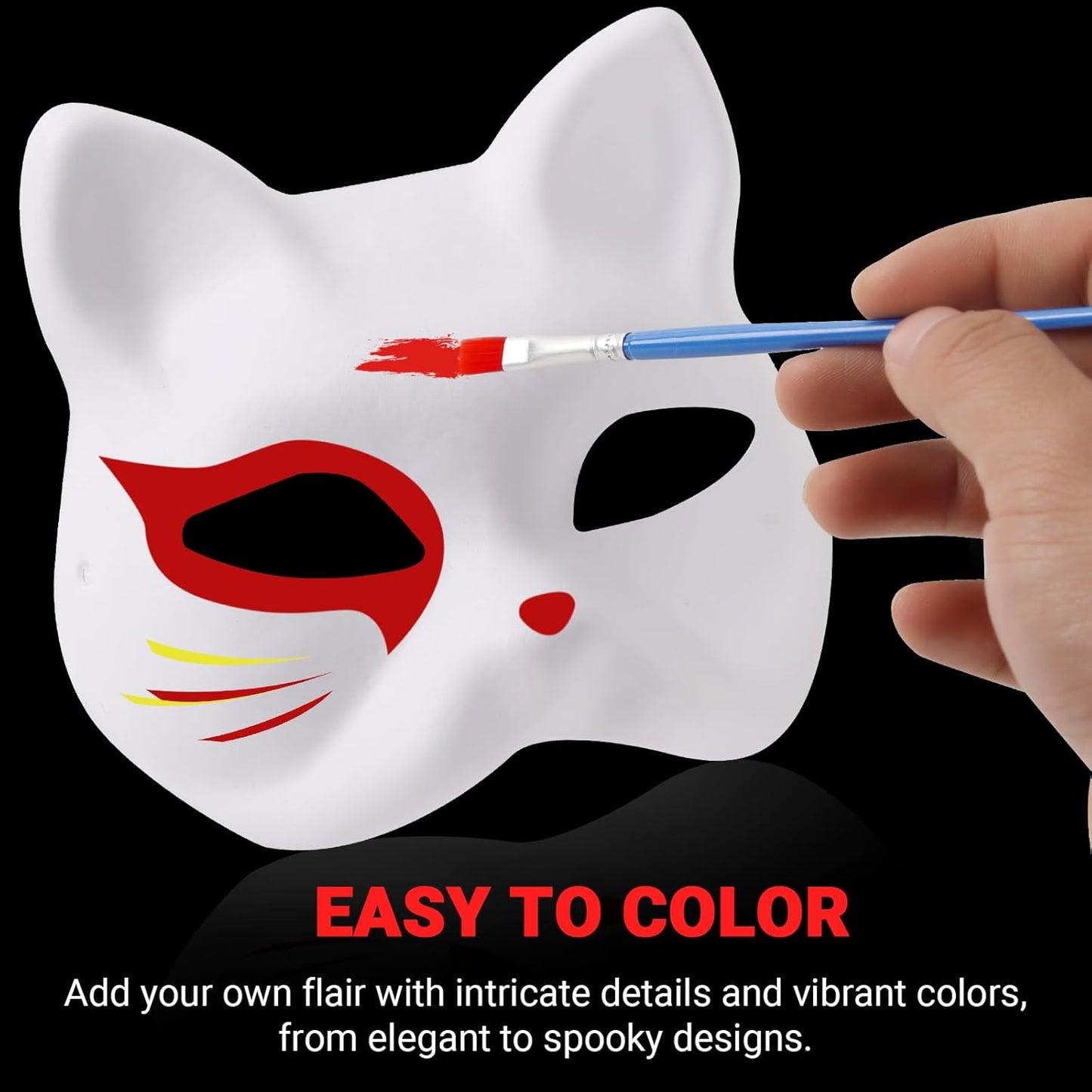 14-Pack Paper Mache Masks (2 Sizes) & 16-Pack Cat Mask White Blank for Party, Cosplay, Artistic Projects, Theater, Halloween, Masquerade Parties, Classroom Art