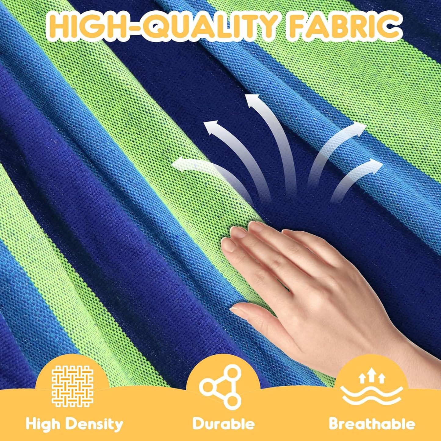 Cotton Hammock Portable Camping Hammocks for Hanging Sturdy Garden Comfortable Fabric Hammock with Tree Straps Up to 660lbs with Travel Bag for Camping Outdoor/Indoor Patio Backyard